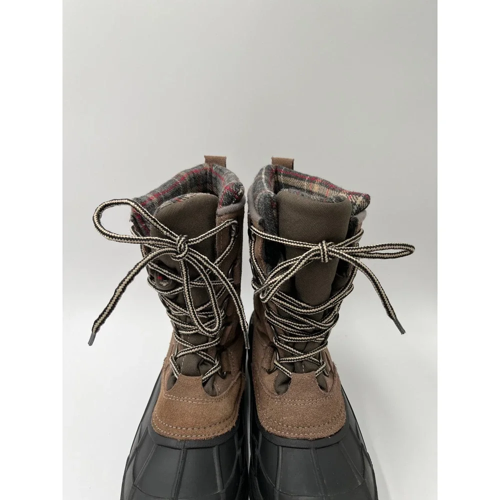 Weatherproof Duck Boots Mens 8 Brown Excellent Plaid Lined Winter Suede